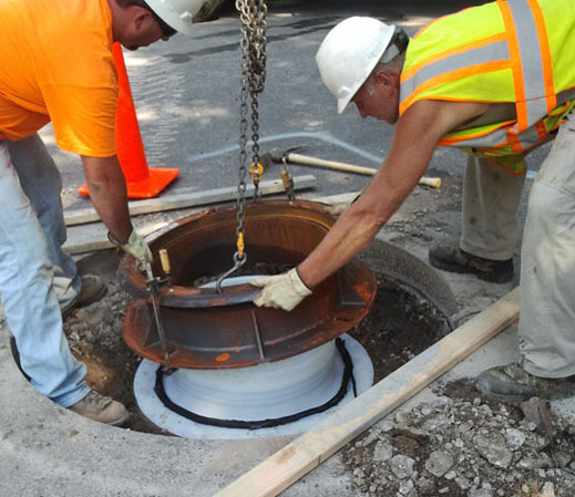 Casting being placed on Water•LOK